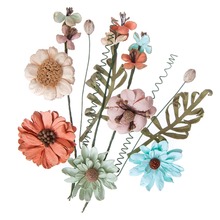 Kwiaty papierowe dusty blush 12 szt. beż, ceglany, miętowy