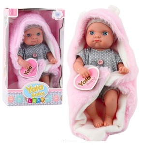 Lalka bobas w szarej piżamce różowy 23cm