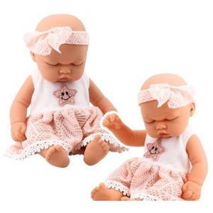 Lalka śpiący bobas z opaską różowa