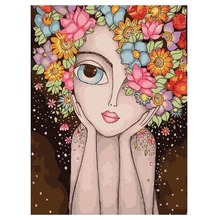 Malowanie po numerach - Dziewczyna-kwiat 40x50cm