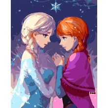 Malowanie po numerach - Elsa i Anna 40x50 rama