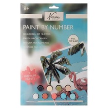 Malowanie po numerach na kartonie - Flamingi