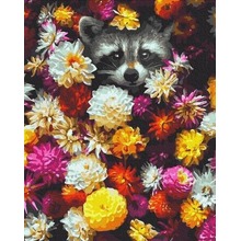 Malowanie po numerach - Szop w kwiatach 40x50 cm