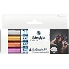 Marker akrylowy Schneider Paint-It Metalli 4 sztuki (srebrny, złoty, miedziany, fioletowy)