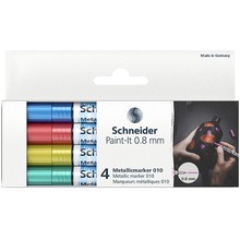 Marker akrylowy Schneider Paint-It Metallic 4 sztuki (niebieski, czerowny, żółty, zielony)