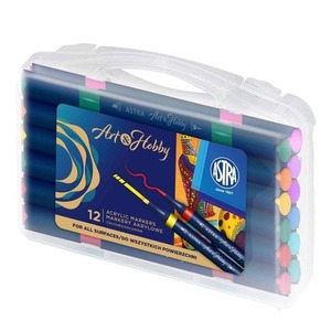 Markery akrylowe dwustronne trókątne 12szt ASTRA