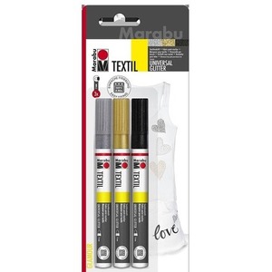 Markery do jasnych tkanin 3 kolory z brokatem