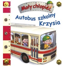 Mały chłopiec. Autobus szkolny Krzysia