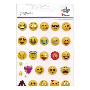 Naklejki 3D papierowe na piance emotki 28mm 28szt