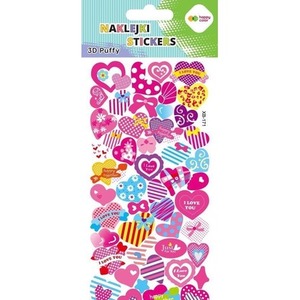 Naklejki 3D Puffy Pink Hearts 9,5x22cm HAPPY COLOR