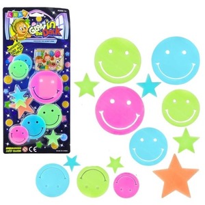 Naklejki fluorescencyjne na ścianę buźki, gwiazdki