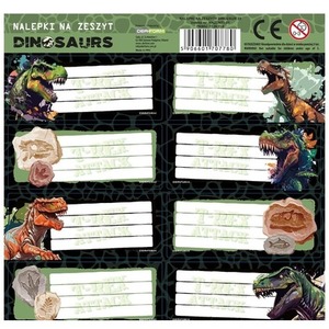Nalepki na zeszyty Dinozaur 20 (25szt) DERFORM