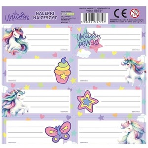Nalepki na zeszyty Jednorożec 16 (25szt) DERFORM
