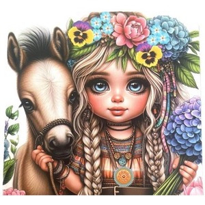 Notatnik 100x100/48K gładki TW Dziewczynka z kon.