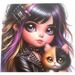 Notatnik 100x100/48K gładki TW Dziewczynka z kotem