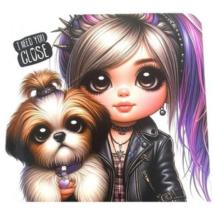 Notatnik 100x100/48K gładki TW Dziewczynka z psem