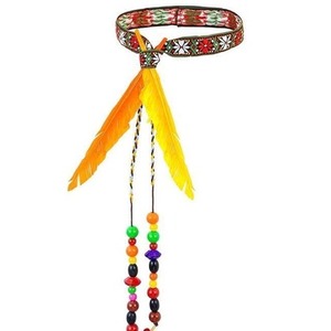 Opaska hipiska z koralikami i piórkiem