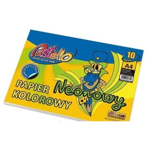 Papier kolorowy A4 samoprzylep 10 kartek neon