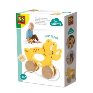 Pchaj i ciągnij 2w1 drewniany Triceratops