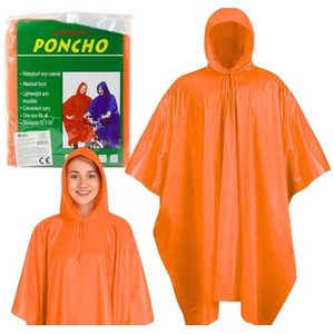 Peleryna przeciwdeszczowa z kapturem pomarańczowa