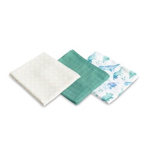 Pielucha bambusowa 3-pak dino green 70x80cm