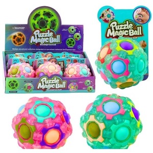 Piłka łamigłówka fluorescencyjna 7cm MIX