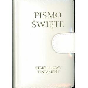 Pismo Święte ST i NT małe białe z zapięciem
