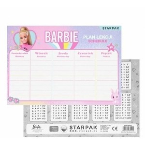 Plan lekcji z tabliczką mnożenia Barbie (25szt)