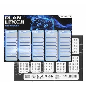 Plan lekcji z tabliczką mnożenia Gaming (25szt)