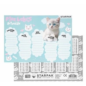 Plan lekcji z tabliczką mnożenia Kotki 2 (25szt)