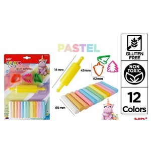 Plastelina 12 kolorów pastel + foremki i wałek