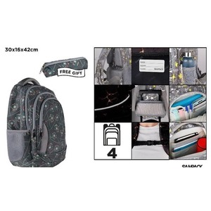 Plecak czterokomorowy 30x16x42cm + piórnik