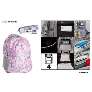 Plecak czterokomorowy 30x16x42cm + piórnik