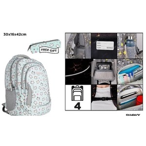 Plecak czterokomorowy 30x16x42cm + piórnik