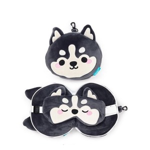 Poduszka podróżna i maska na oczy Pies Husky