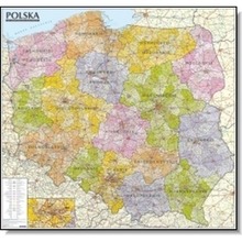 Polska. Mapa administracyjno-samochodowa (listwa) laminowana mapa ścienna w skali 1:570 000