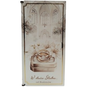 Pudełko upominkowe drewniane ślub PK od rodziców (19x9,5x2,5cm) mix