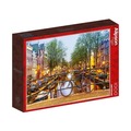 Puzzle 1000 Holandia-Amsterdam, Rower przy kanale