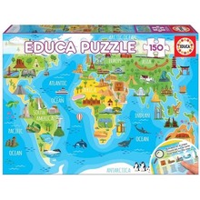 Puzzle 150 Mapa świata dla dzieci (Turystyka) G3