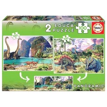Puzzle 2x100 Dinozaury (panorama) G3
