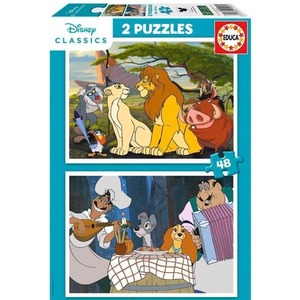 Puzzle 2x48 Król Lew Zakochany kundel