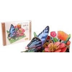 Puzzle 3D drewniane motyl na kwiatach