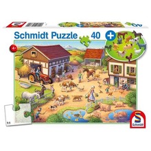 Puzzle 40 Farma + figurki zwierząt G3