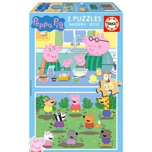 Puzzle drewniane 2x25 Świnka Peppa