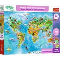 Puzzle Edukacyjne 104 Mapa Świata ze zwierzętami Rodzina Treflików 15601