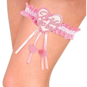 Różowa podwiązka z sercem wieczór panieński