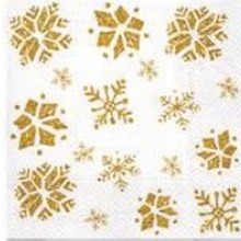 Serwetka BN Lunch Decor Glitter snowflakes gold 33x33 20szt./op.
