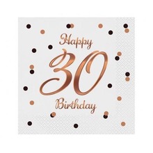 Serwetki B&C Happy 30 Birthday białe 33x33cm 20szt