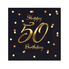 Serwetki B&C Happy 50 Birthday czarne 20szt