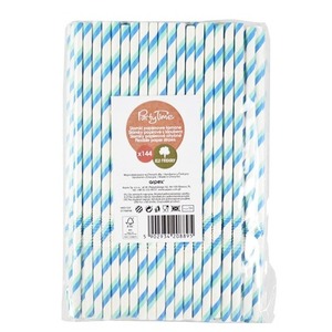 Słomki papierowe łamane niebieskie 144szt